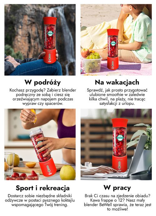 Blender osobisty biały w różnych sytuacjach